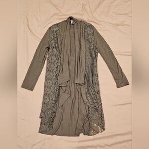 Taupe Lace Duster Cardigan